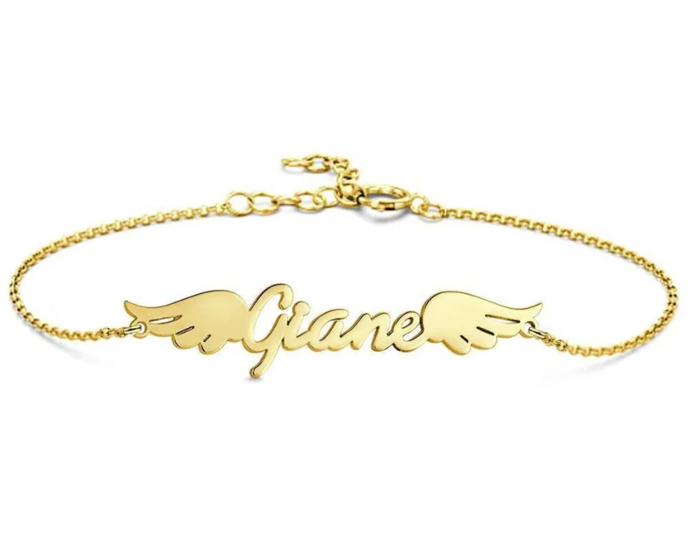 

2023 New Arrivals Personalized Angel Wing Name Bracelet With Any Name Custom Bracelet For Women Gift