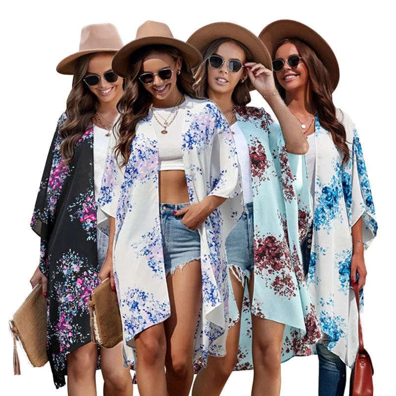 

2021 Hot Sale Summer Beach Casual Short Sleeve Tie Dye Slit Tassel Tunic Dress Cover Up Beachwear, Accepted customized cover up beachwear sexy