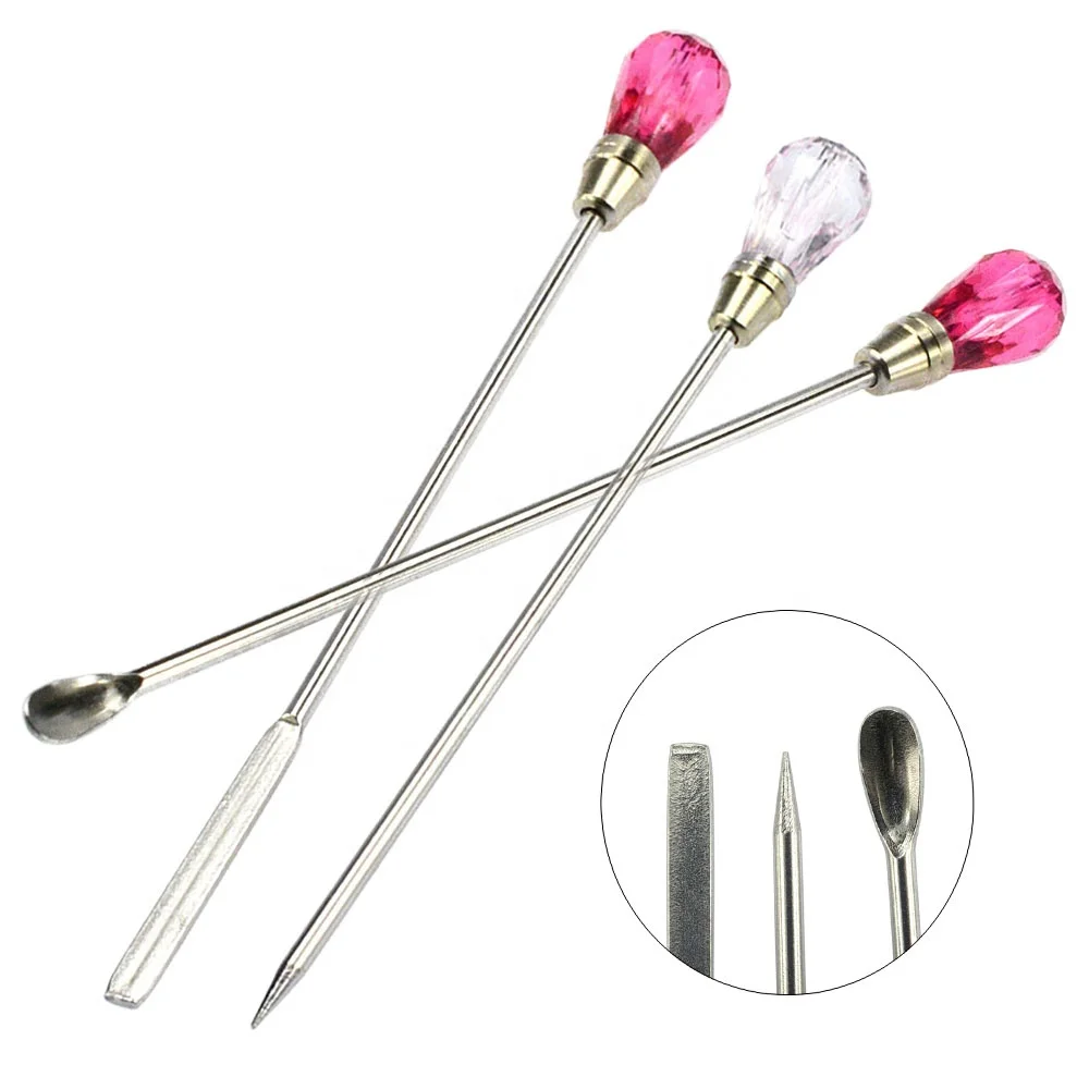 

Stainless Steel Acrylic Powder Liquid UV Gel Spoon Spatula Pin Dotting Pen Manicure Nail Art Stirring Rod, Picture