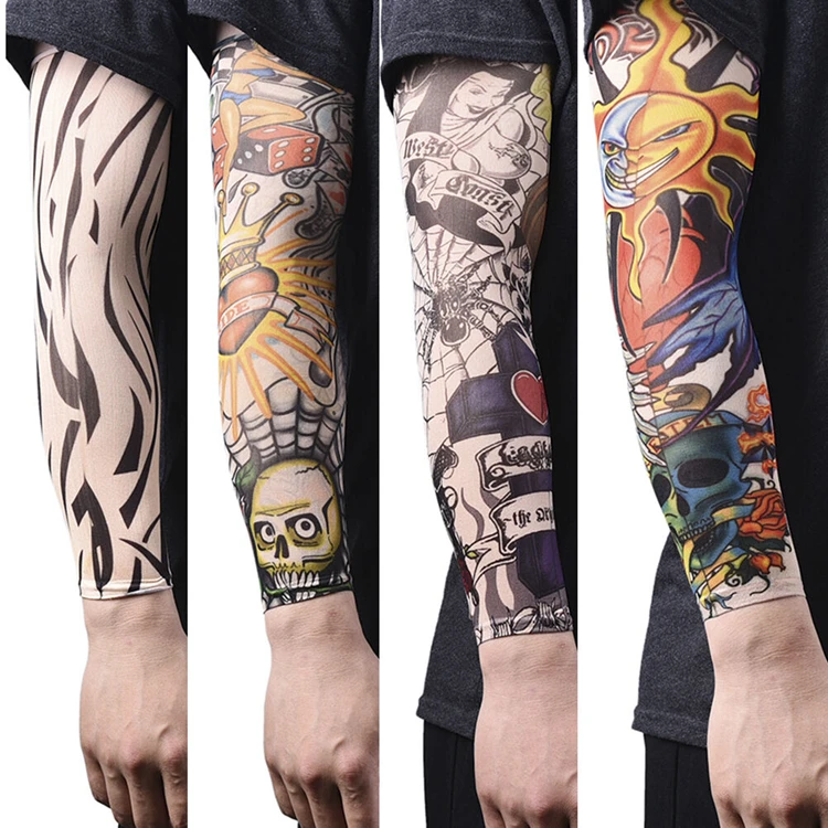 

Fashion Men Women Seamless Nylon Fake Tattoo Sleeves Designs Body Arm Custom Fake Tattoo Sleeves For Cool Men Women