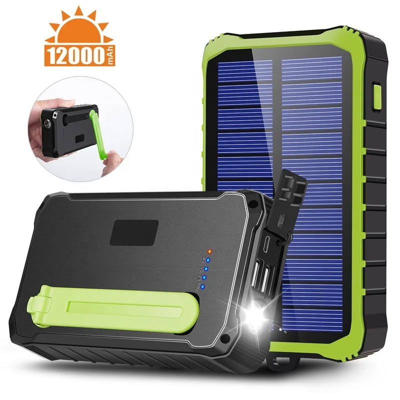

High Capacity Power Bank wholesale Solar Cell phone Charger mobile Phones With 12000Mah Window Sticker Solar Charger, Orange/green