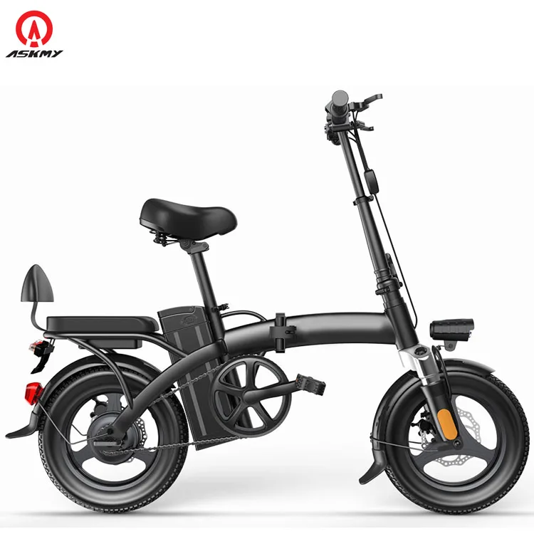 

ASKMY 2020 latest designed hot selling China e bike 48V 10AH lithium battery long range folding electric bike, Black