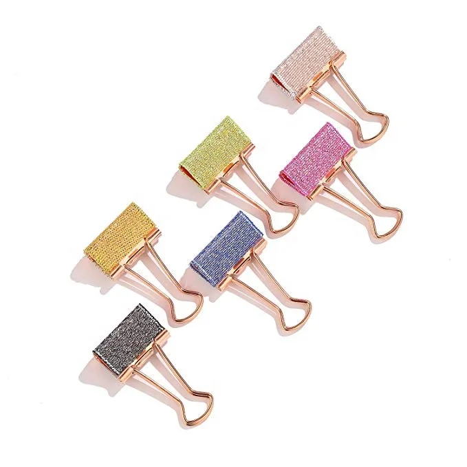 
Shiny mixed color binder clips 