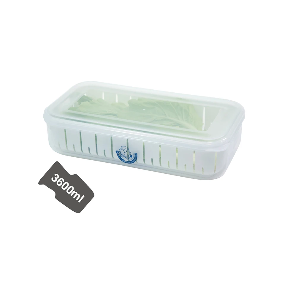 

New Design 3600ml Plastic Drain Square Food Container #7, White