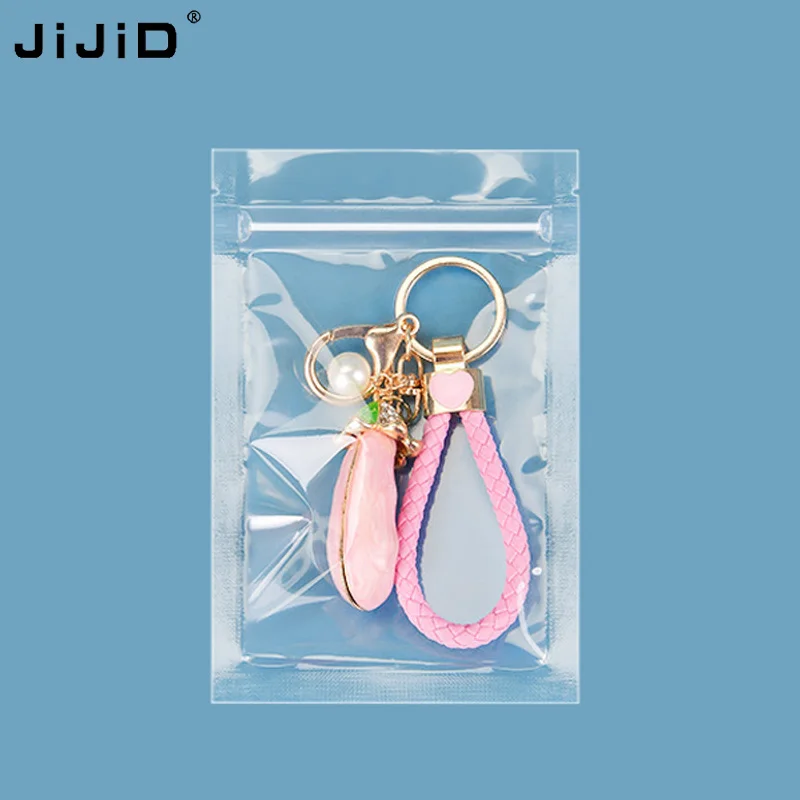 

JIJID Wholesale Self Seal Mylar Zipper Bag Jewelry Bracelets Earrings Retail Packaging Poly Bag Zipper Clear Plastic Bag