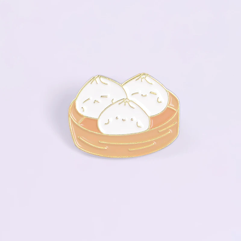 

Steamed buns Enamel Pin Custom Shanghai Juicy Meat Dumpling Brooch Shirt Lapel Bag Chinese Food Badge Jewelry Gift Kid Friend