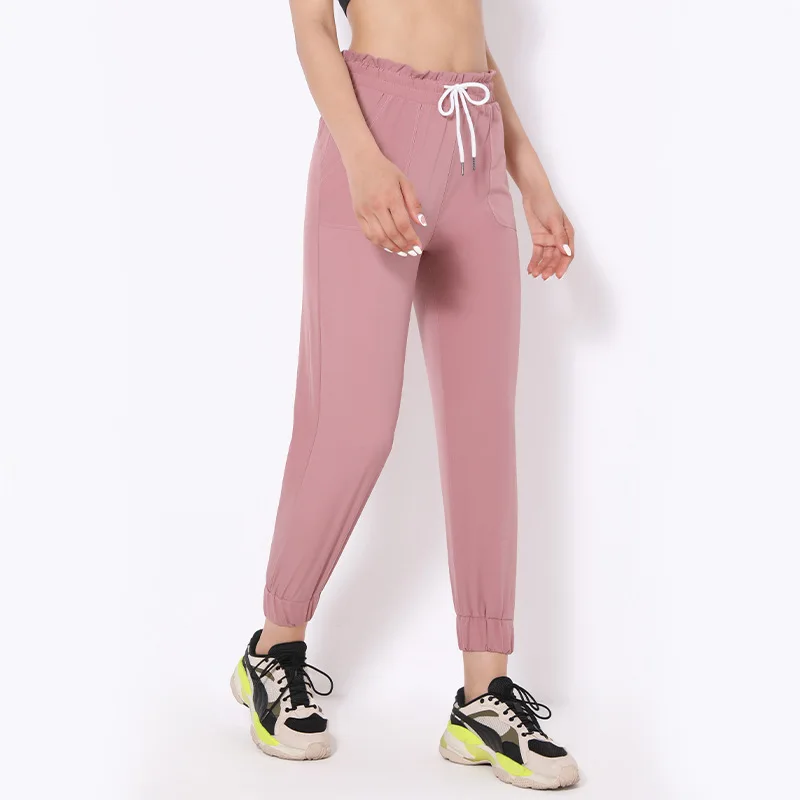 

2021 New Quick Dry Loose Fitting Casual Ankle-Banded Elastic Sports Pants Women Running Fitness High Waist Yoga Pants, Picture shown