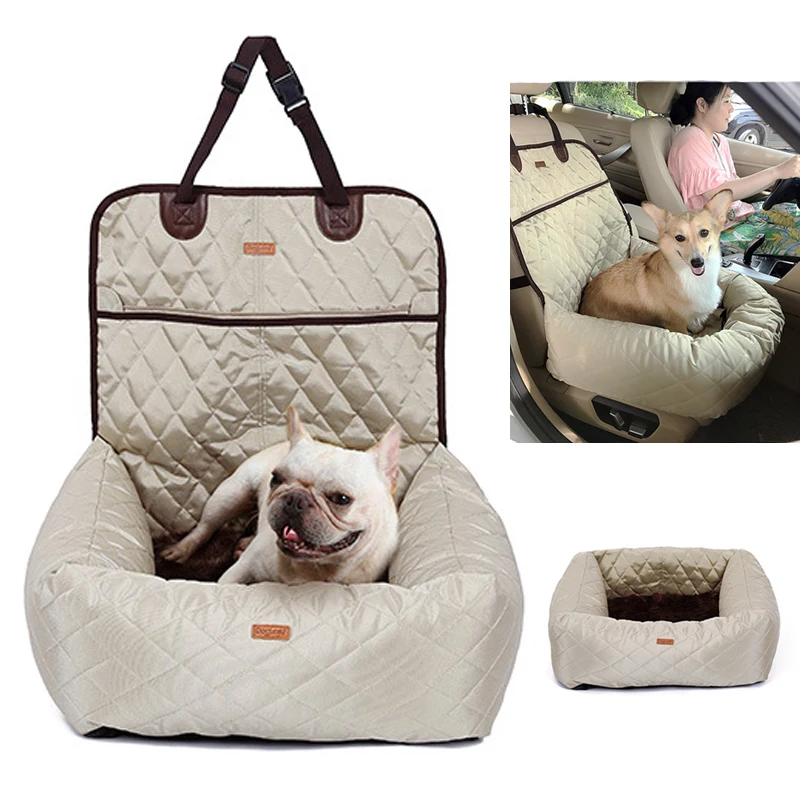 

Travel Dog Seats for Small Medium Dogs Front/Back Seat Indoor/Car Use Pet Car Carrier Bed Cover Removable, Beige, grey, black