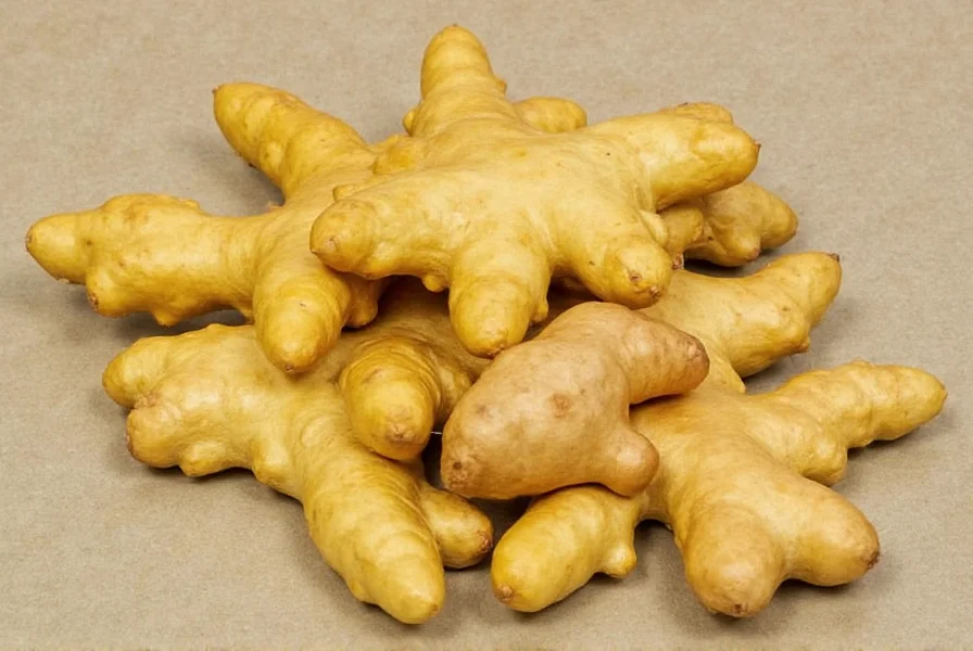 Zingiber officinale plant showing leaves and rhizome