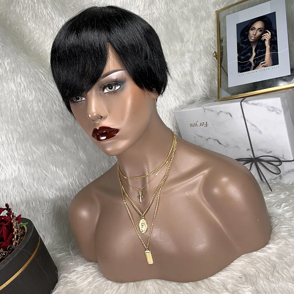 

Short Pixie Wigs Easy-Care Pixie Cut Wigs Fashion Bob Virgin Human Hair Wigs for Black Women Free Shipping