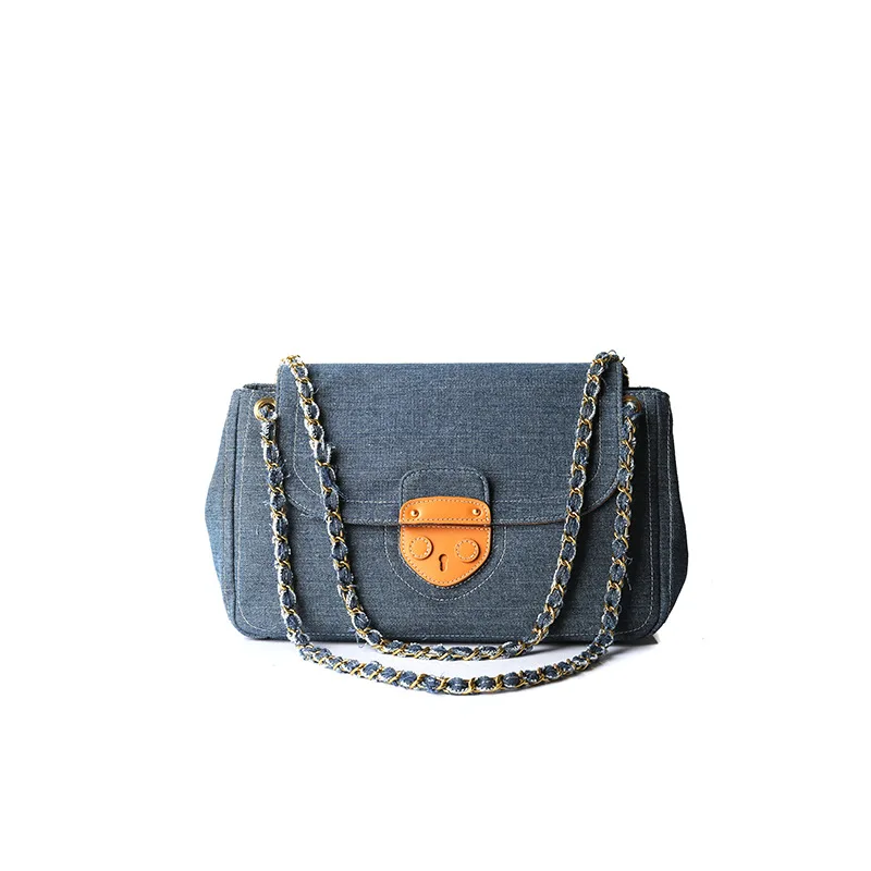 

Beautiful fashion luxury women handmade crossbody bag bags Denim shoulder Magnetic buckle design handbags for ladies, Customizable