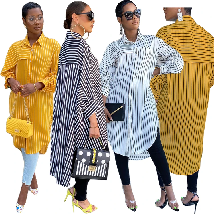 

Boutique Casual Female Thin Blouse Long Sleeve Stripe Sunscreen Summer Long Shirt For Women