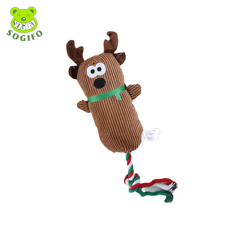 

New Cartoon Cotton Rope Christmas Plush Toydog Teeth Bite Resistant Interaction Pet Supplies