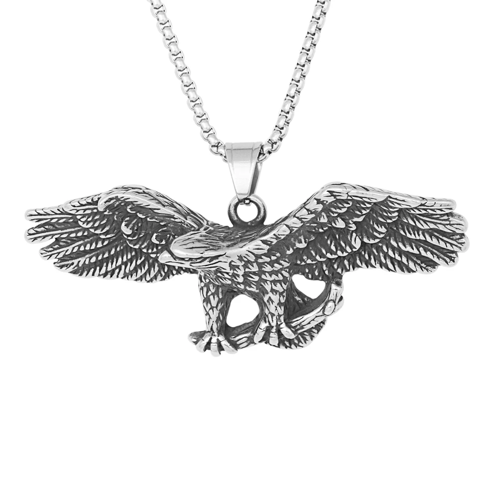 

Classic Fashion Jewelry Animal Eagle Spread Wing Soaring Pendant Stainless Steel Eagle Pendant For Women Men