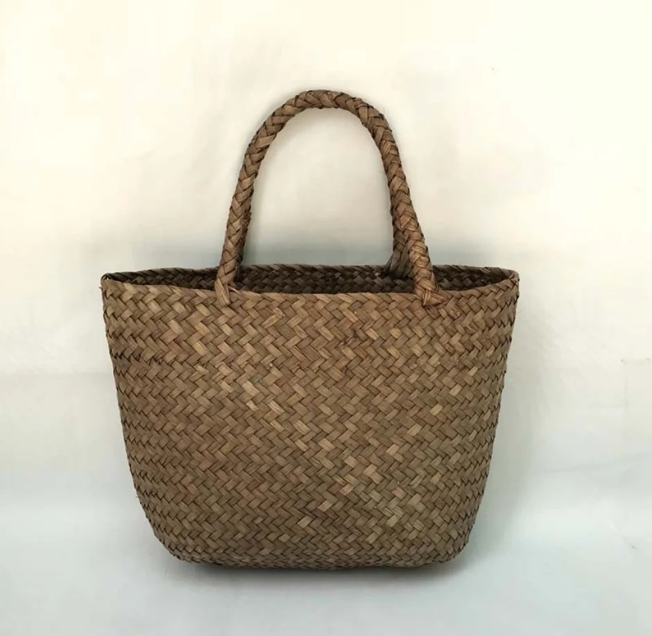 新产品花卉秸秆海草手袋藤条编织篮子夏季包包女