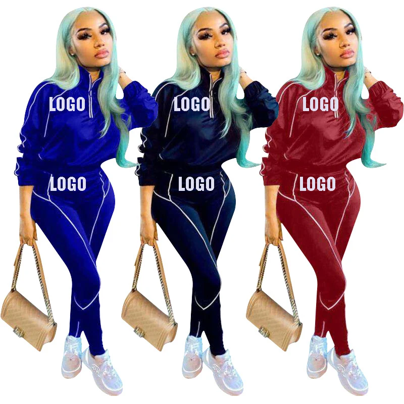 

Half Zip Joggers Sweat Jogging Suits Sets Two Piece Jogger Pants Wholesale2 piece set clothes plus size clothing fall 2021 women, Blue black red wine