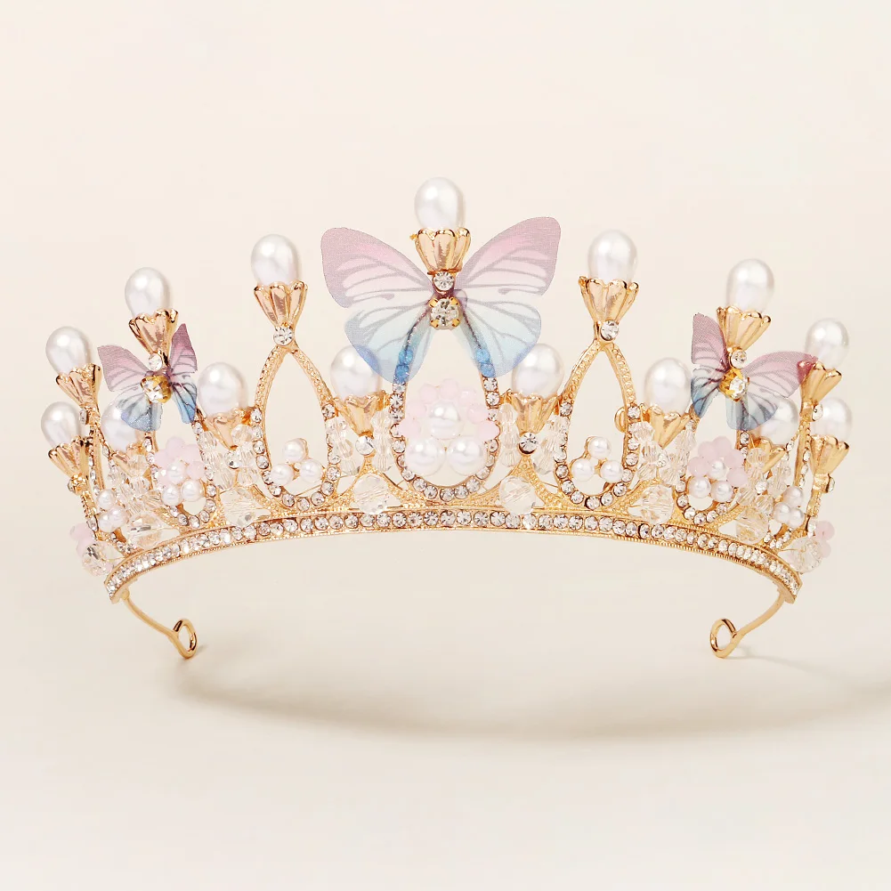 

Cosplay Princess Diadem Hair Jewelry Accessories King Crown Corona Bride Gold Wedding Bridal Pink Flower Tiaras Crowns for Queen