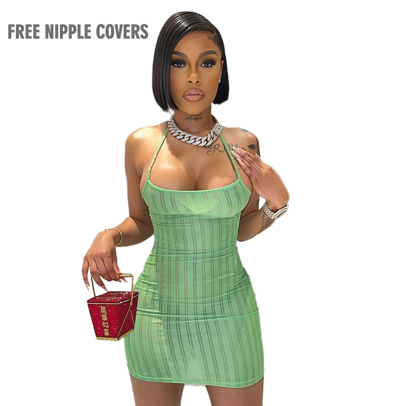 

CUTENOVA Y22DS001 solid color Slip mesh dress 2022 new summer clothing mini dress woman