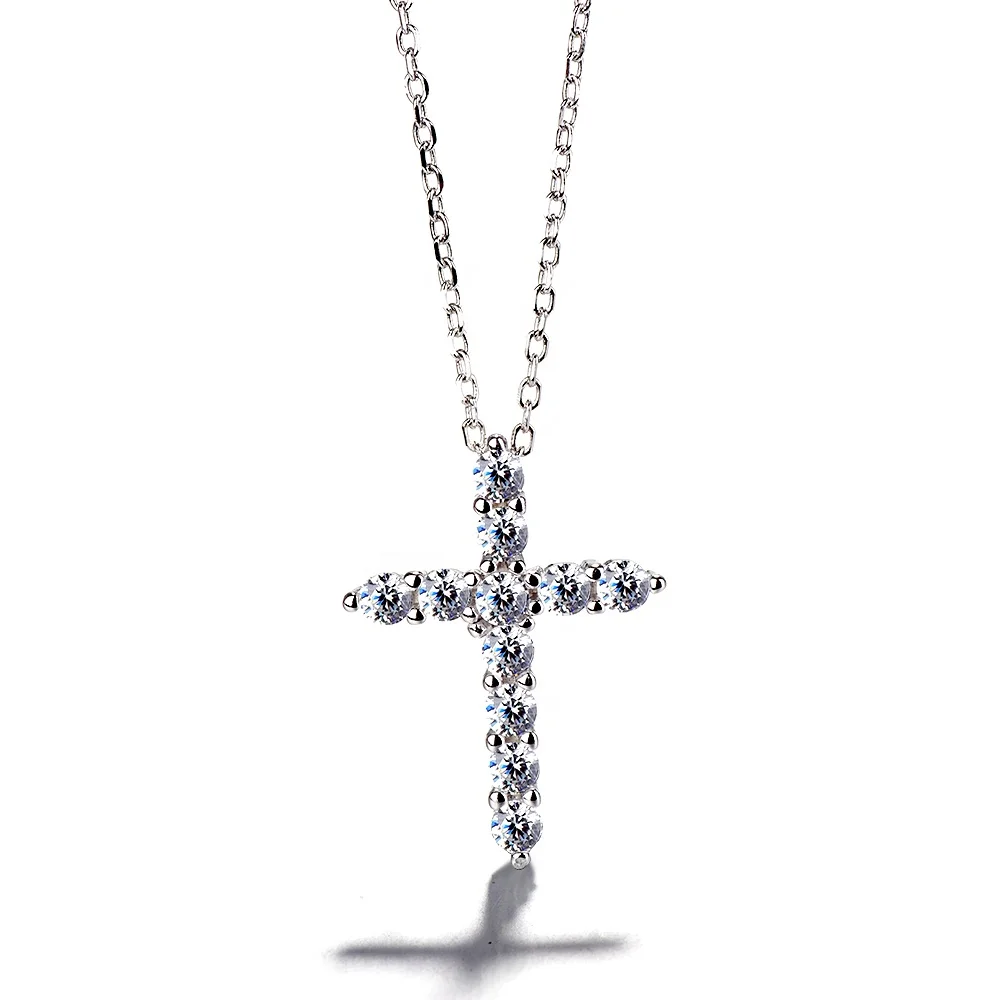 

White Gold Plated 925 Sterling Silver Cross Pendant Necklace, As customer request