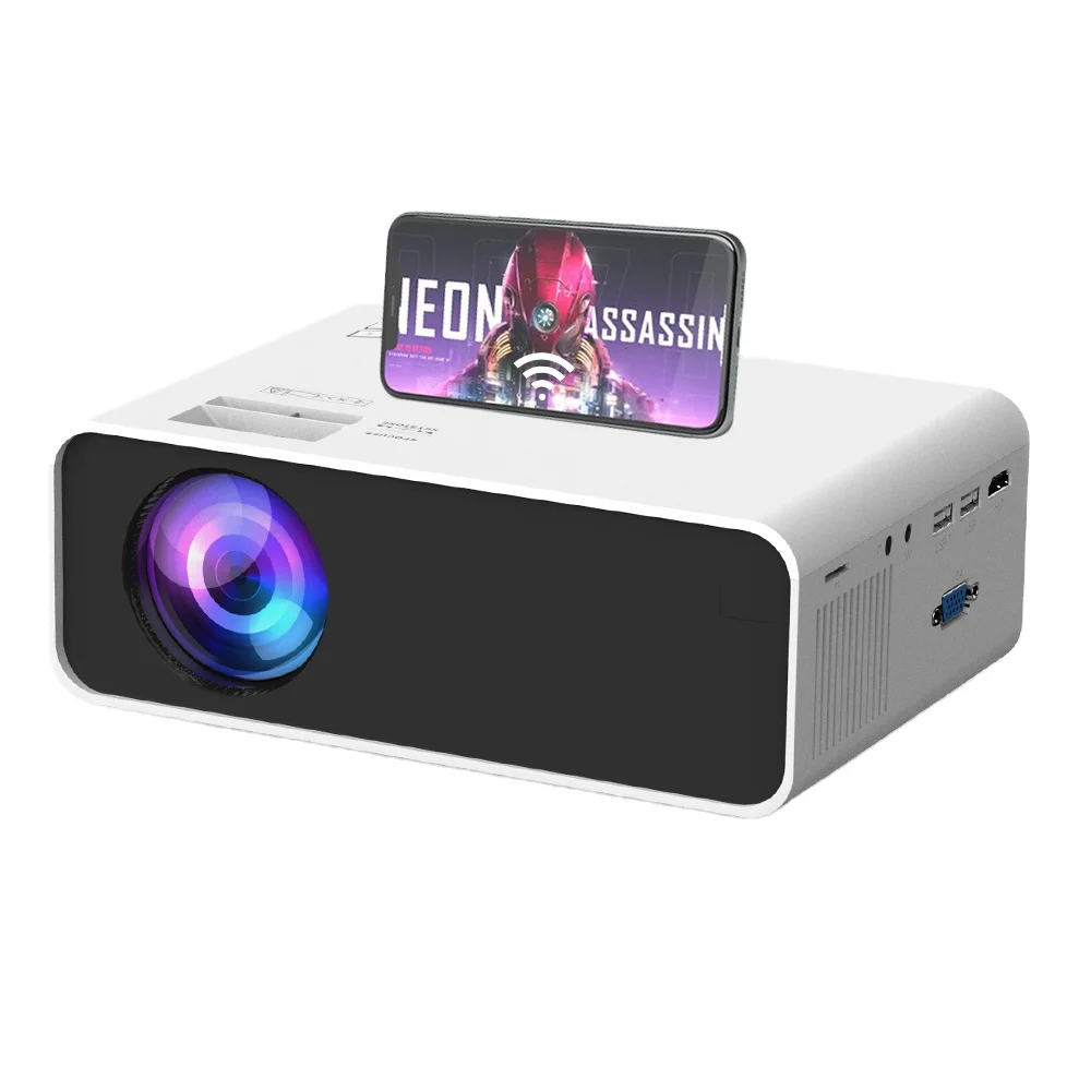 

Salange P48 Mini Portable Projector Support 1080P 2800 Lumens Mobile Projector Smartphone Home Theater Movie Projector Video, White