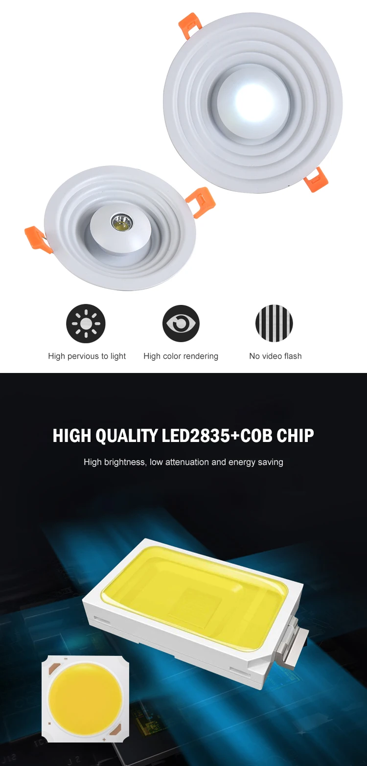 Super Slim Modern Home Design Round SMD COB 6+3W Dimmable Recessed LED Panel Light