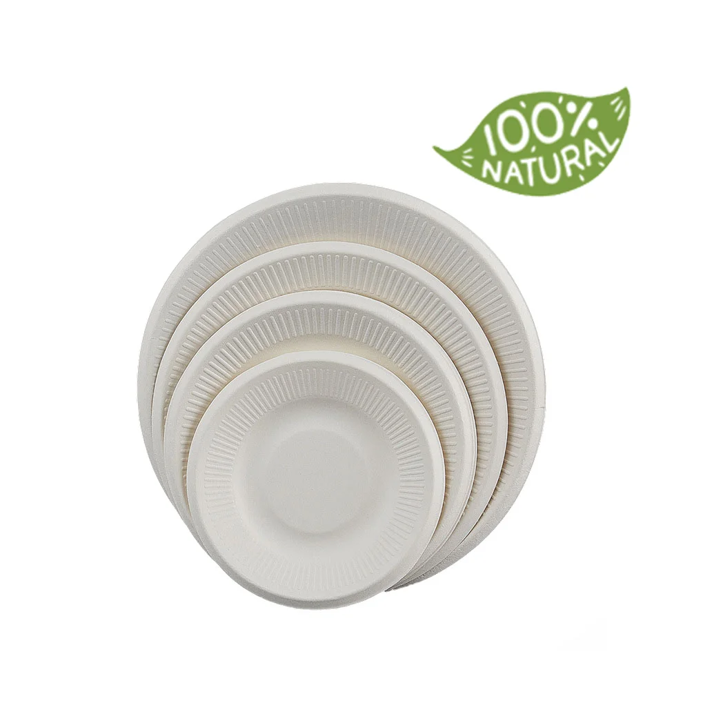 

6/7/8 Inch One-off Food Degree Biodegradable Sugarcane Pulp Paper Cake Plate