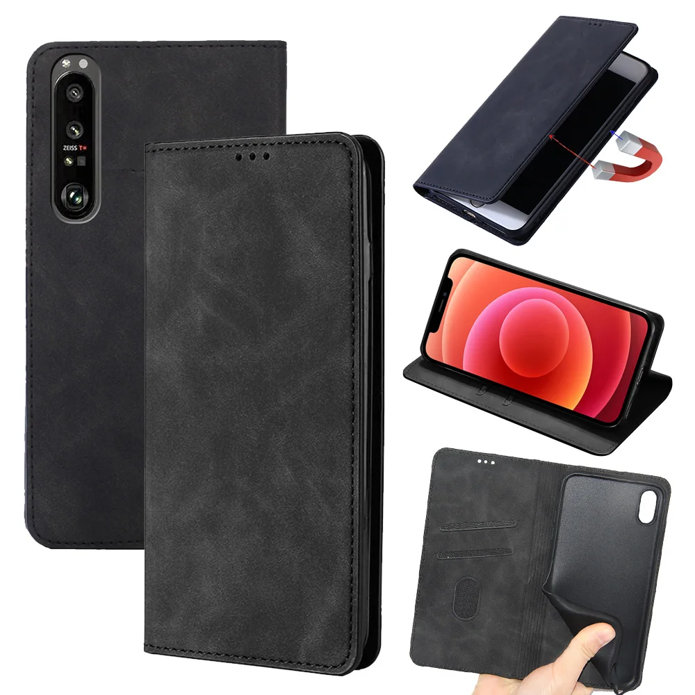

Leather Mobile Phone Case for Sony Xperia 1 5 10 II III 20 L3 L2 L1 XA1 XA2 XA3 XZ2 XZ3 XZ4 Z5 Plus Wallet Phone Covers, 5 colors for your choose