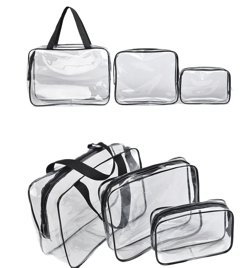 

Stock ready high quality transparent PVC jewelry bag with handle