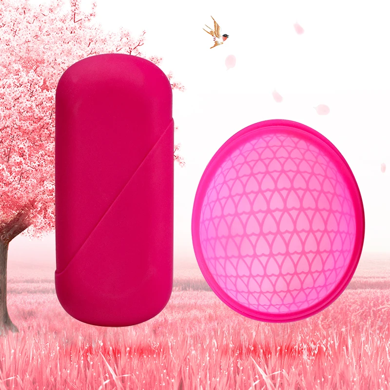 

Portable flat menstrual cup order online rubber cup Two size Disco Menstrual, Pink,customized color