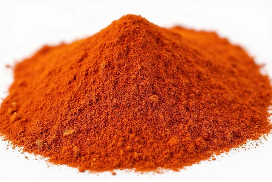 Close-up of chipotle powder next to smoked paprika in spice jars showing color difference