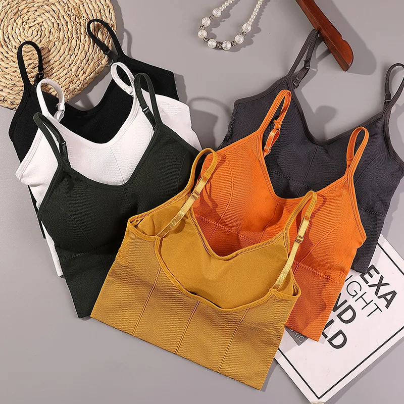 

Manufacturer direct ladies comfortable seamless beautiful back adjustable seamless bra seamless camisole Women Tank Crop Top