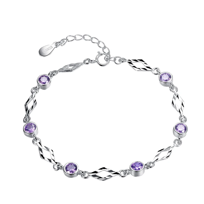 

fashion sterling silver bracelet for women White/Purple zircon bracelet
