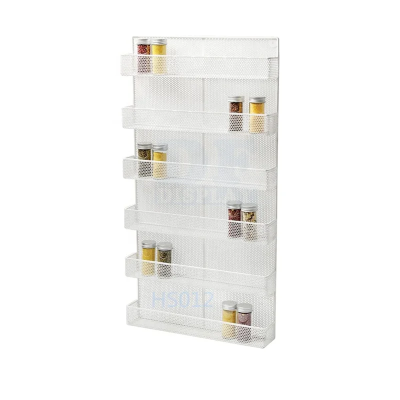 

HS012M 6 Tier Wall Mounted Spice storage holder & Rack, White or custom