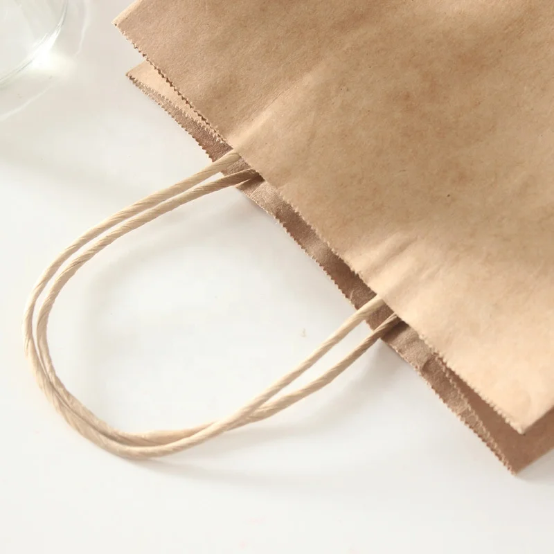 
custom logo 100% Recyclable shopping gift kraft paper grocery bag Brown kraft paper bag with handle 