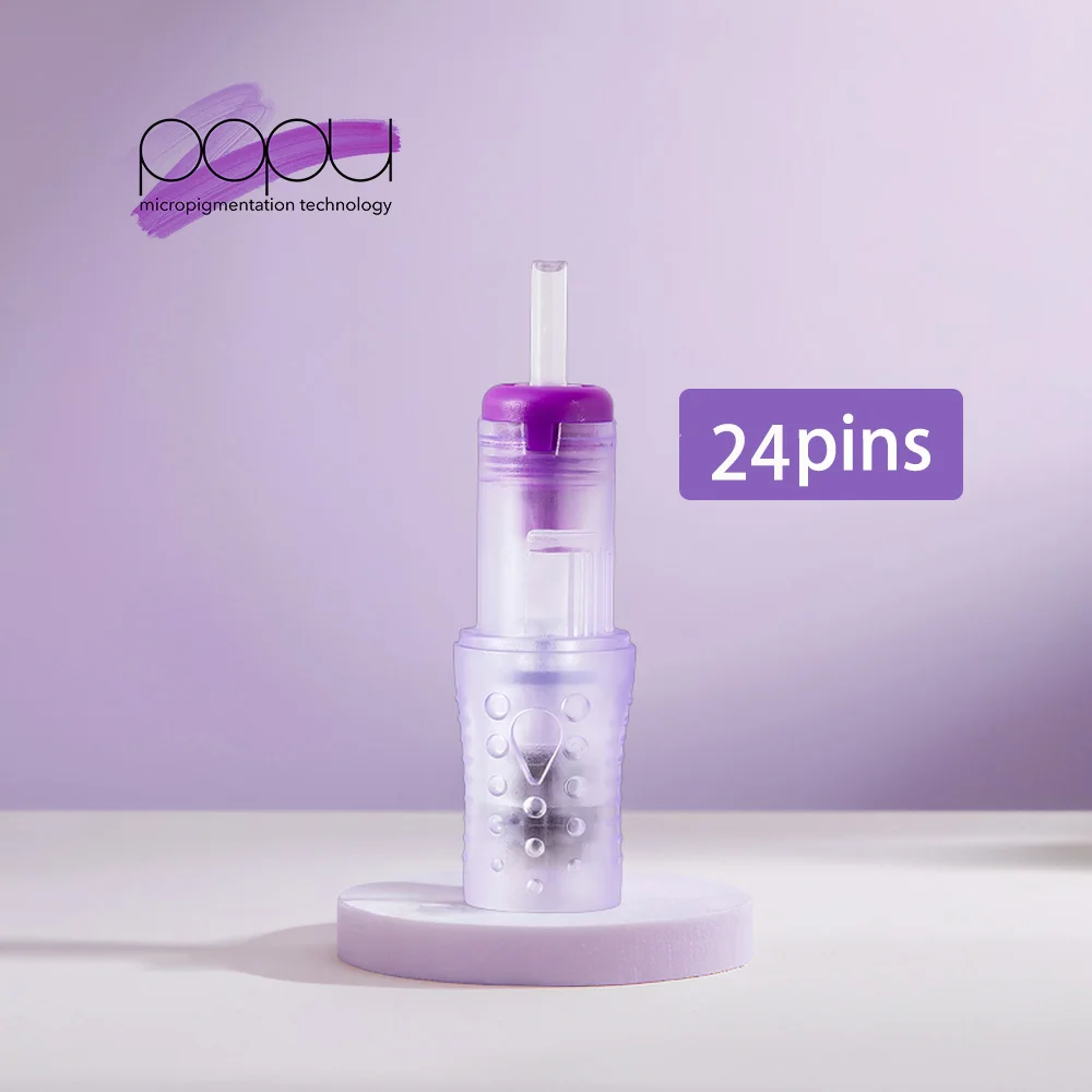 POPU 24 Pins Universal disposable permanent makeup Cartridge Skin Care Microneedling with Safety Membrane Drive System