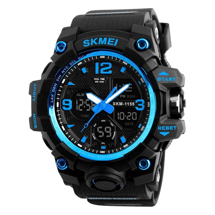 

skmei 1155B Sport Watch Double time and chrono Men Wrist Watch Digital Cheap relojes hombre Sports Digital Analog Watch, Black,blue,yellow,red,camouflage,green,khaki