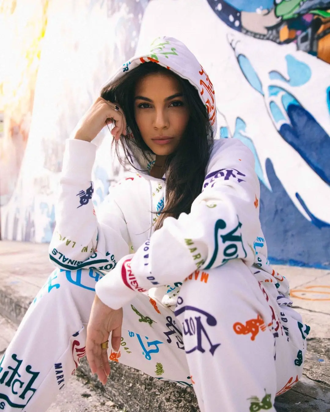 

2021 new arrivals 3XL women clothing Graffiti printed von dutch tracksuit two piece set casual hoodies outfits streetwear, Picture color