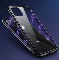 

For iPhone 11 Case Magnetic Anti-peep, Transparent Clear Tempered Glass Phone Case for iPhone 11 Pro Max Mobile Cover