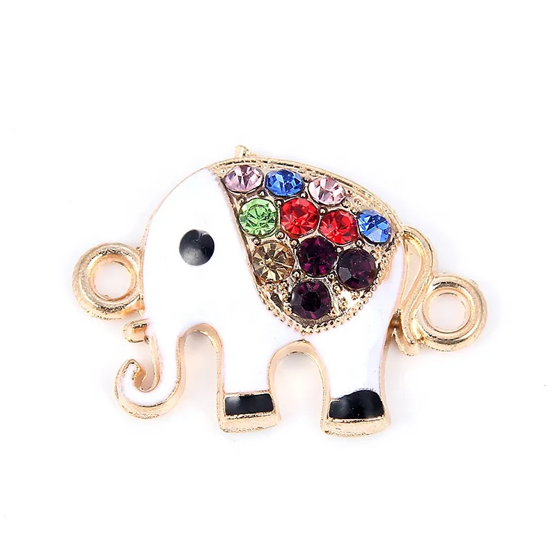 

Golden Color Alloy Crystal Elephant Connectors For DIY Handmade Pendant Necklace Fashion Jewelry Findings Bracelets Charm, Gold