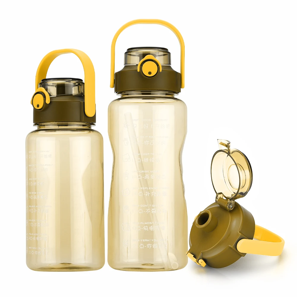 

BPA Free Plastic 1.5L 2L Water bottle with custom logo Half Gallon Sports Water Bottles with straw, Customized color