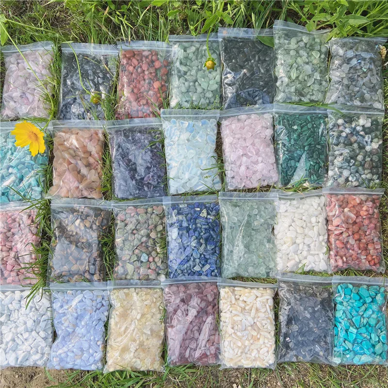 Hot Sale Crushed Natural Healing Stone Rose Quartz Green Aventurine Amethyst 3mm-5mm Crystal Gravel Crystal Gravel Chips