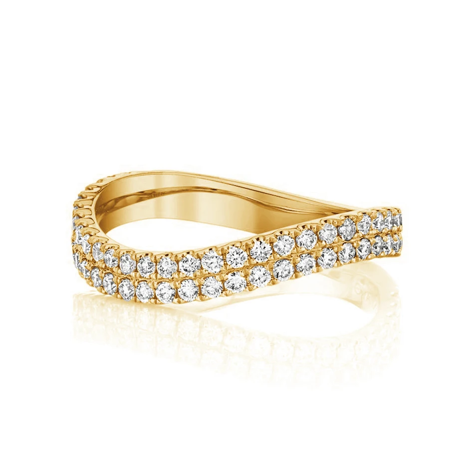 

wholesale fashion ring 925 sterling silver irregular jewelry 18k gold plated dainty diamond curved simple wedding ring