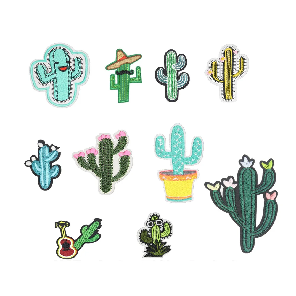 

yiwu wintop fashion accessories hot sale iron on embroidery cactus patches applique for diy scrapbooking