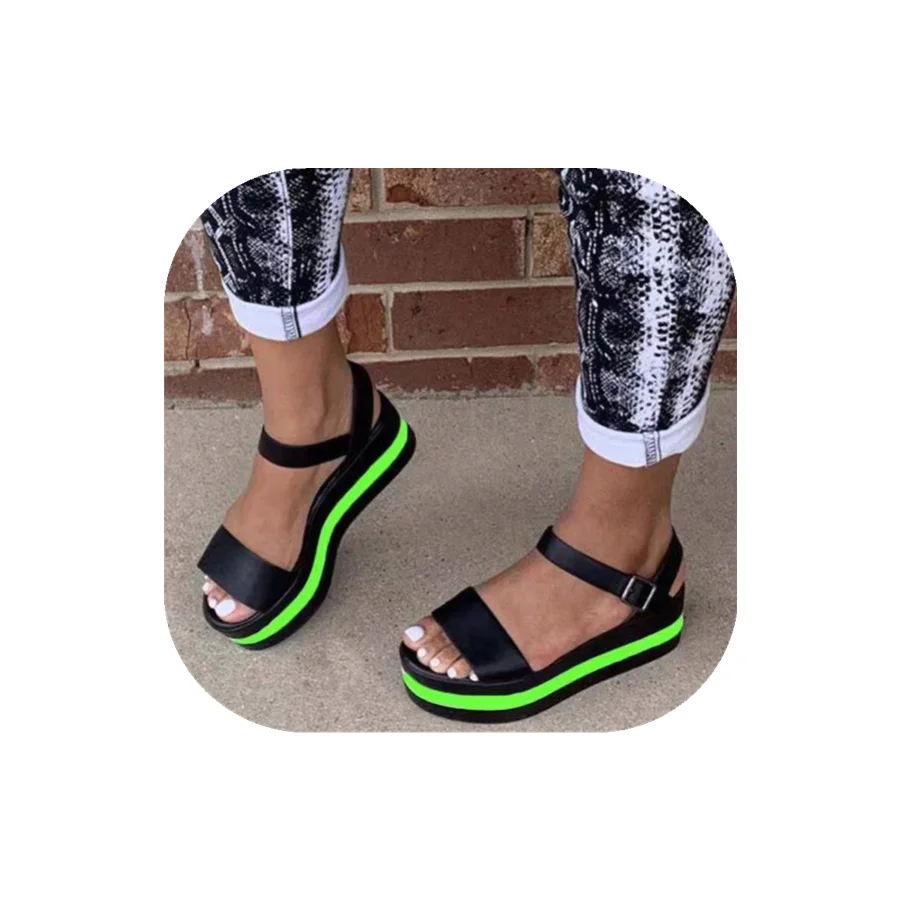 

2021 new fashion summer platform shoes beach sandals women flip flops flat slippers women sandals soft, As picture