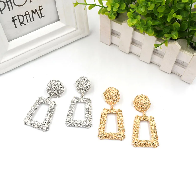 

European Brand Vintage Earrings for Women Geometric Statement Earring ZA Metal Earing Fashion Jewelry Trendy