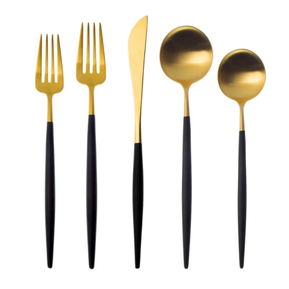 

4 Piece luxury black and gold silverware wedding cutlery , cutipol goa flatware set, Copper