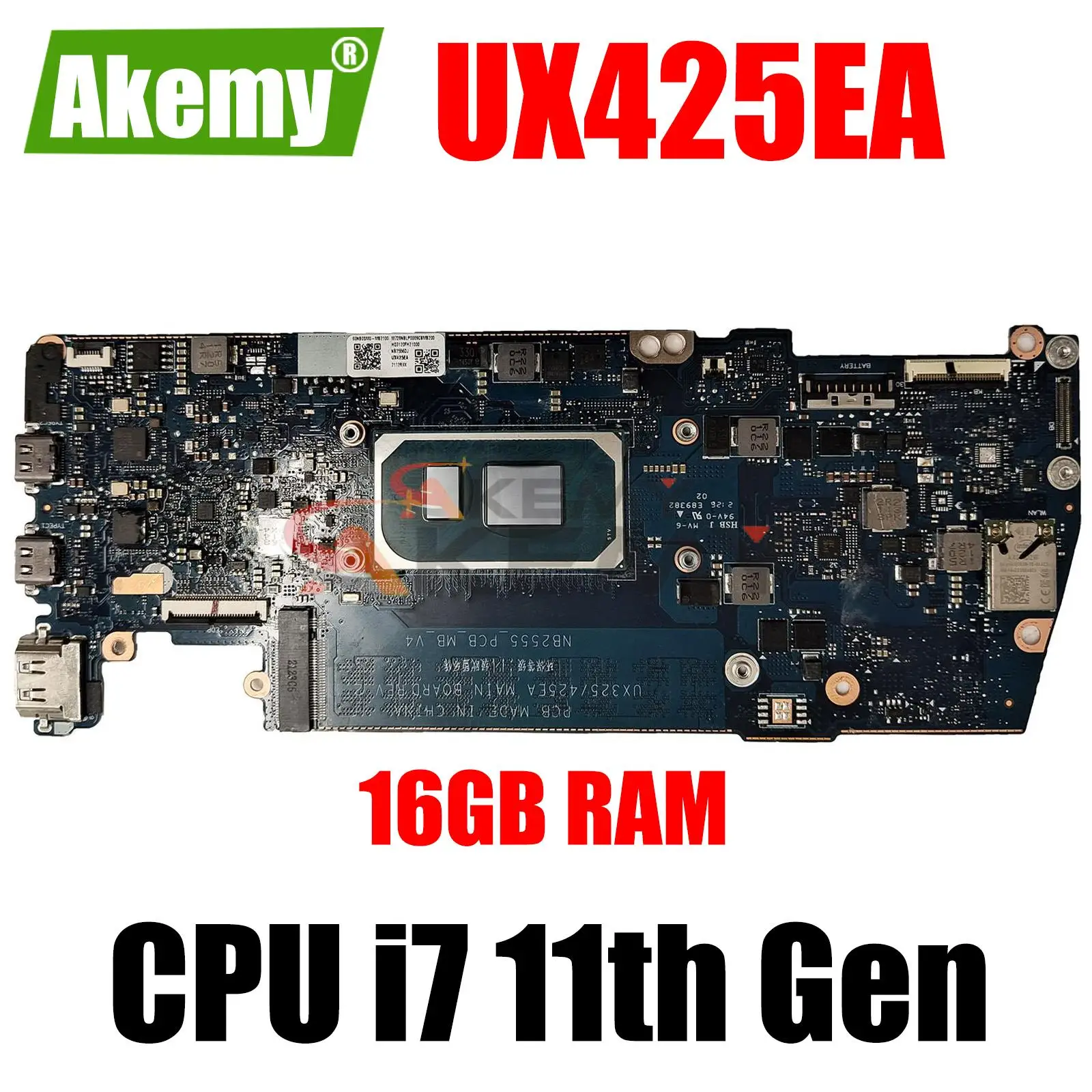 

UX425EA UX325EA motherboard For Asus ZenBook 14 13 UX425EA UX325EA Laptop Motherboard with i3 i5 i7 11th Gen cpu 8G 16GB RAM