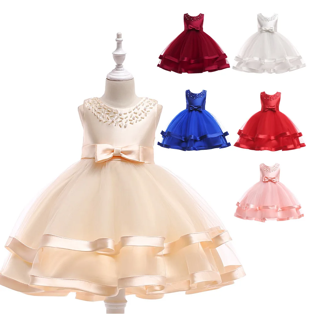 

Summer Kids Wedding Party Flower Girls Dress Baby Birthday Party Princess Outfits Children BIG Girls Clothing for 2-10 years