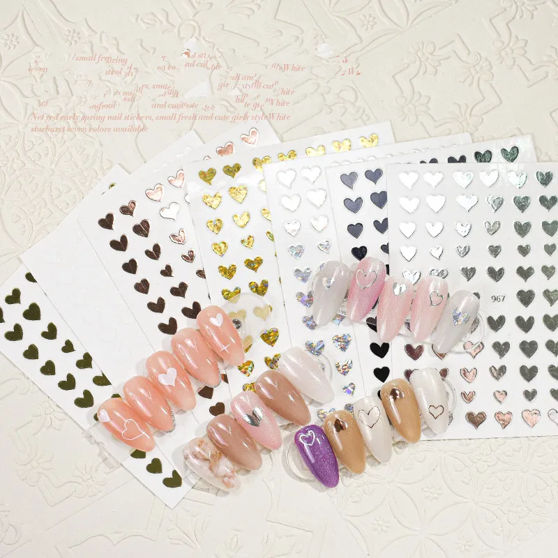 

Hot Selling Gold Silver 3D Heart Star Designs Decal Sticker Nail Art Decoration Nail Sticker