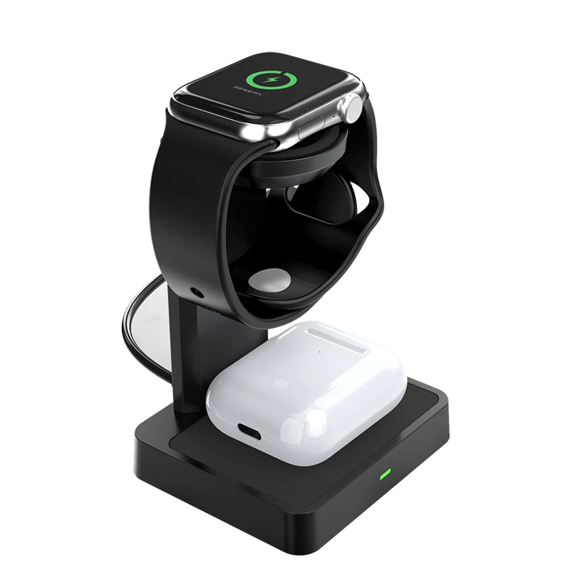 

2021 New release 2 in 1 intelligent wireless charging station for apple watch 1,2,3,4,5,6,SE Series black color